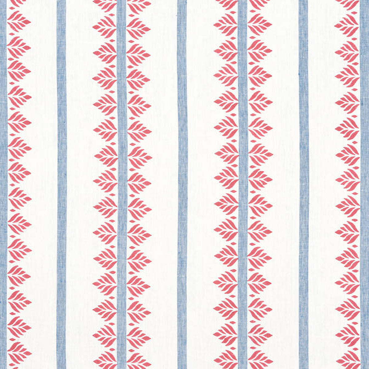Fern Stripe- Red and Blue Fabric