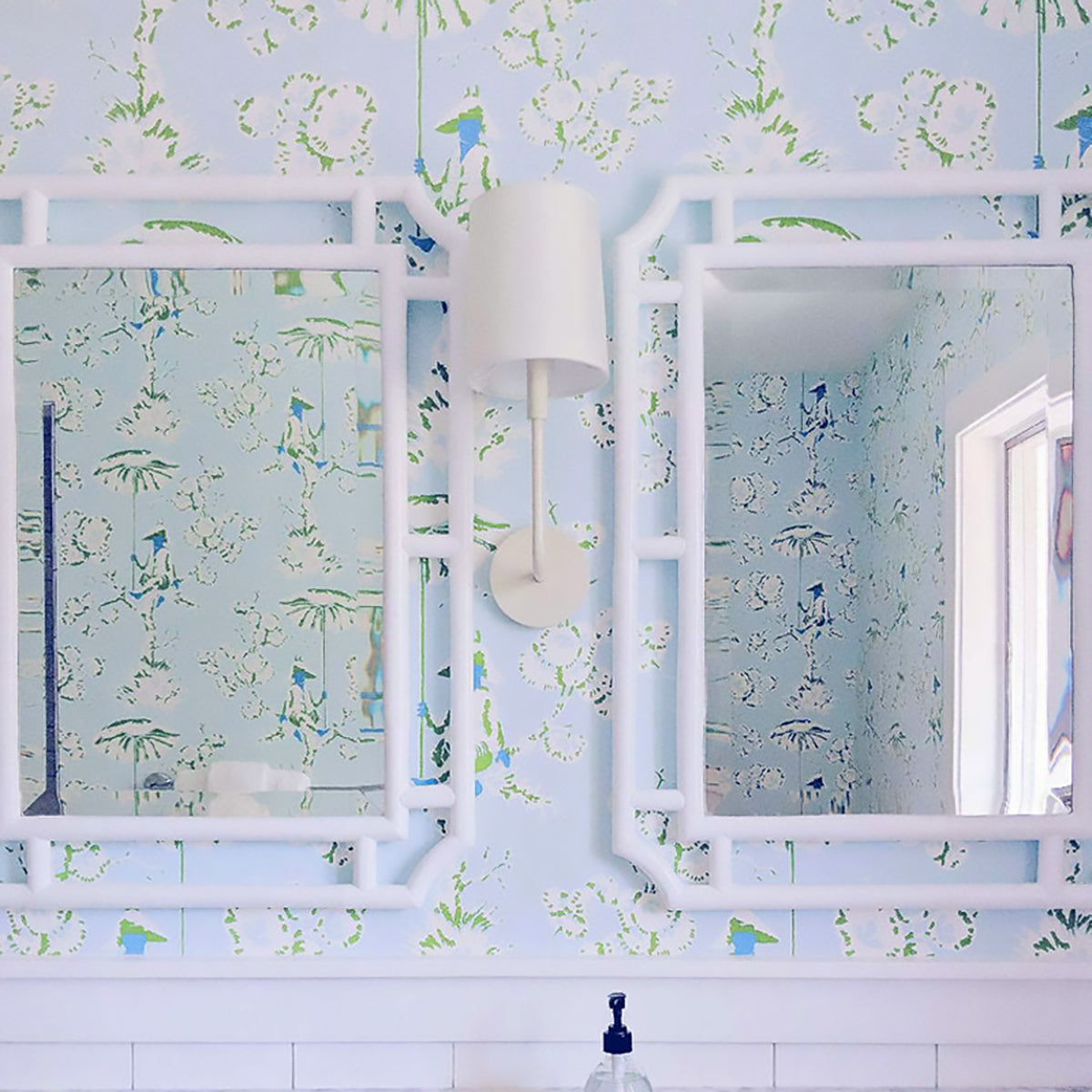 Up A Tree- Light Blue and Green Wallpaper