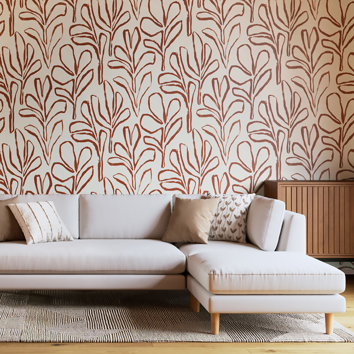 Spring Silhouette- Terracotta Wallpaper