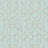 Baldwin Bamboo Trellis Wallpaper - Cream and Red on Aqua
