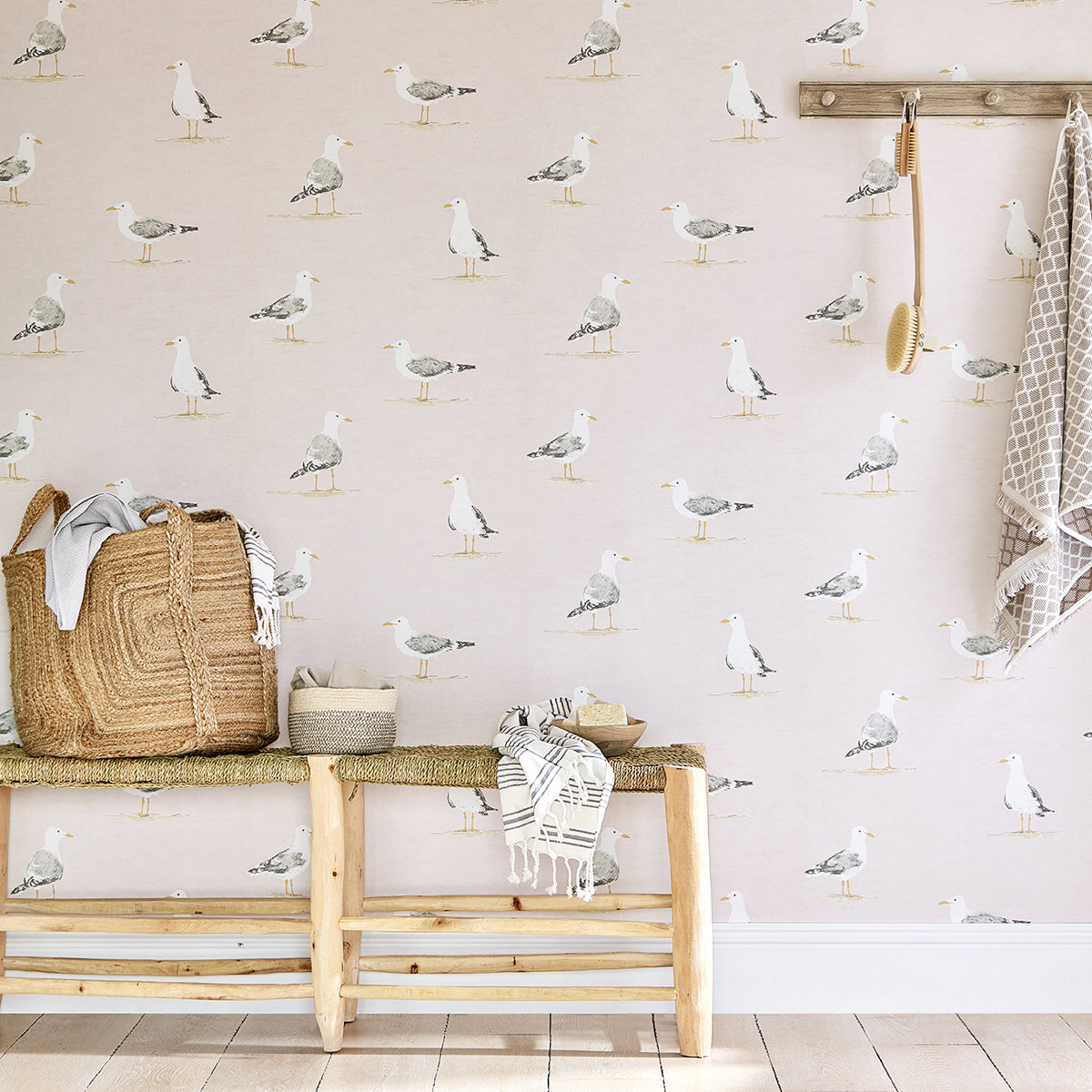 Shore Birds- Blush Wallpaper