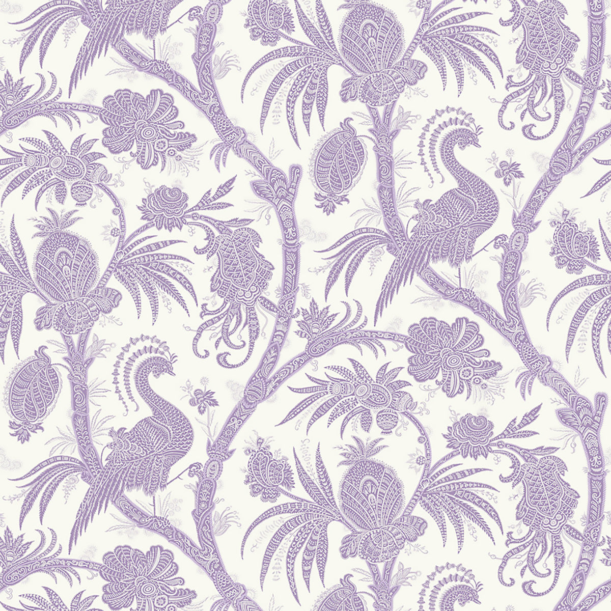 Balinese Peacock- Lavender Wallpaper
