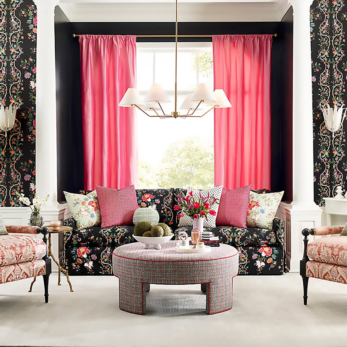 Camellia Trellis- Onyx Fabric