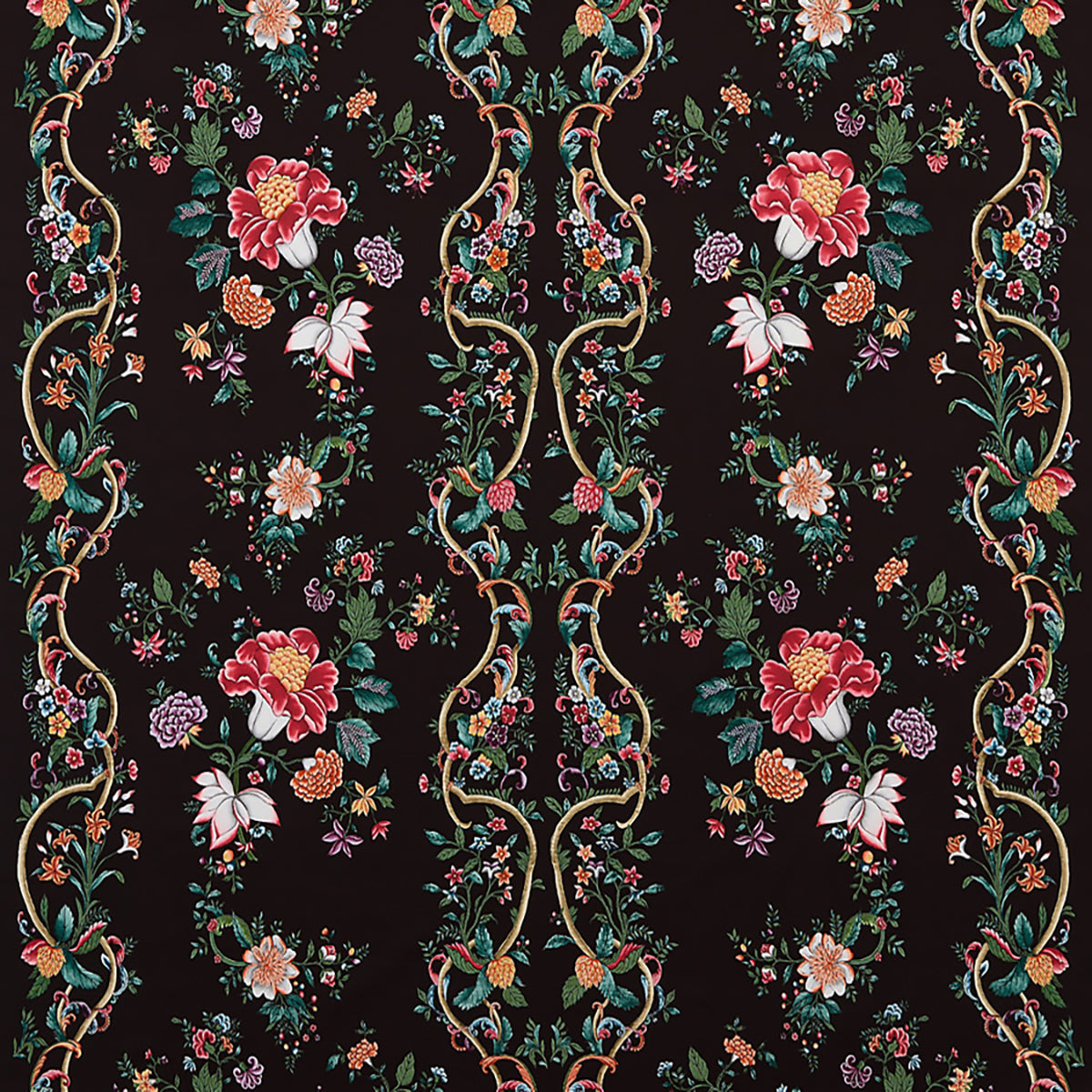 Camellia Trellis- Onyx Fabric