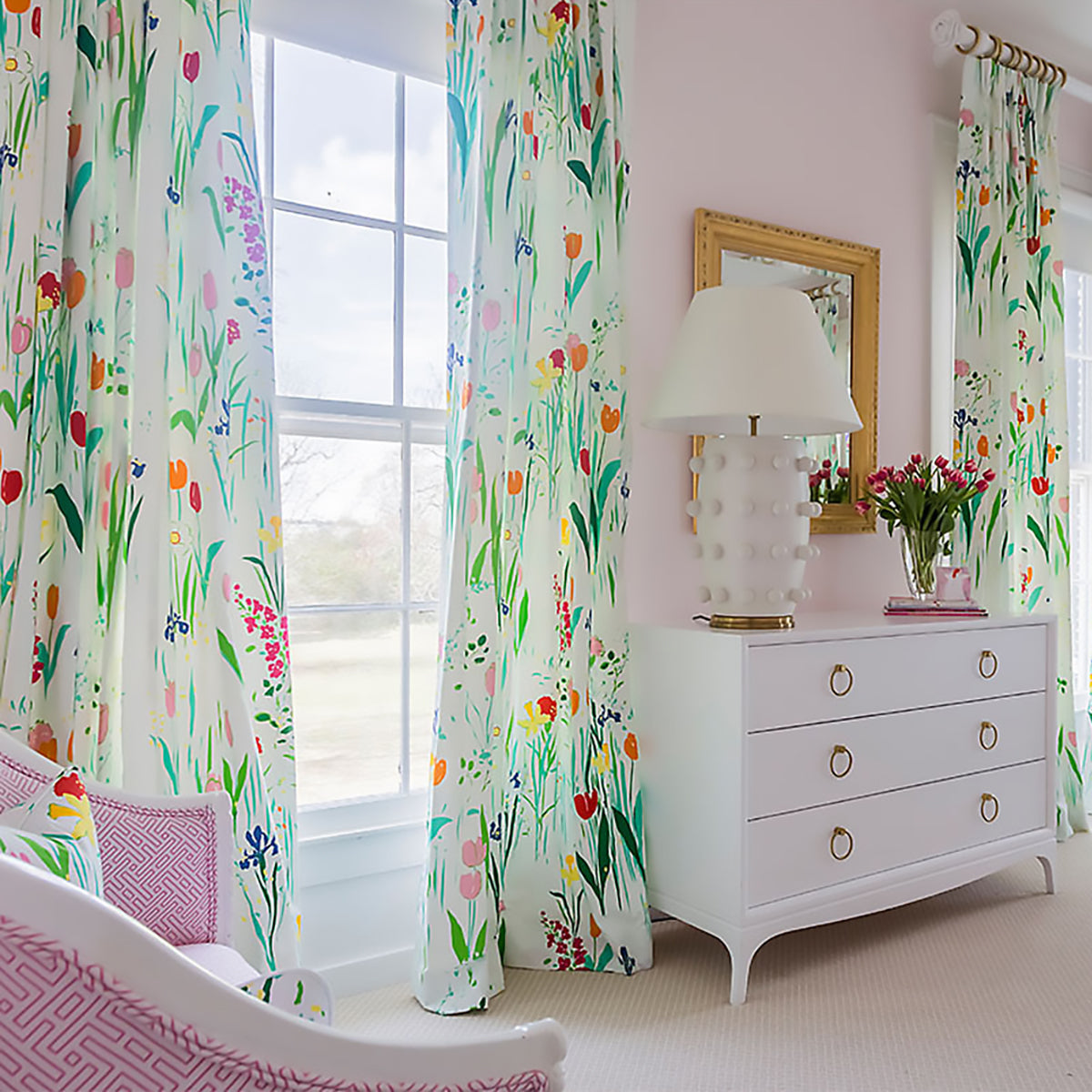 Floral Blooms- White Fabric