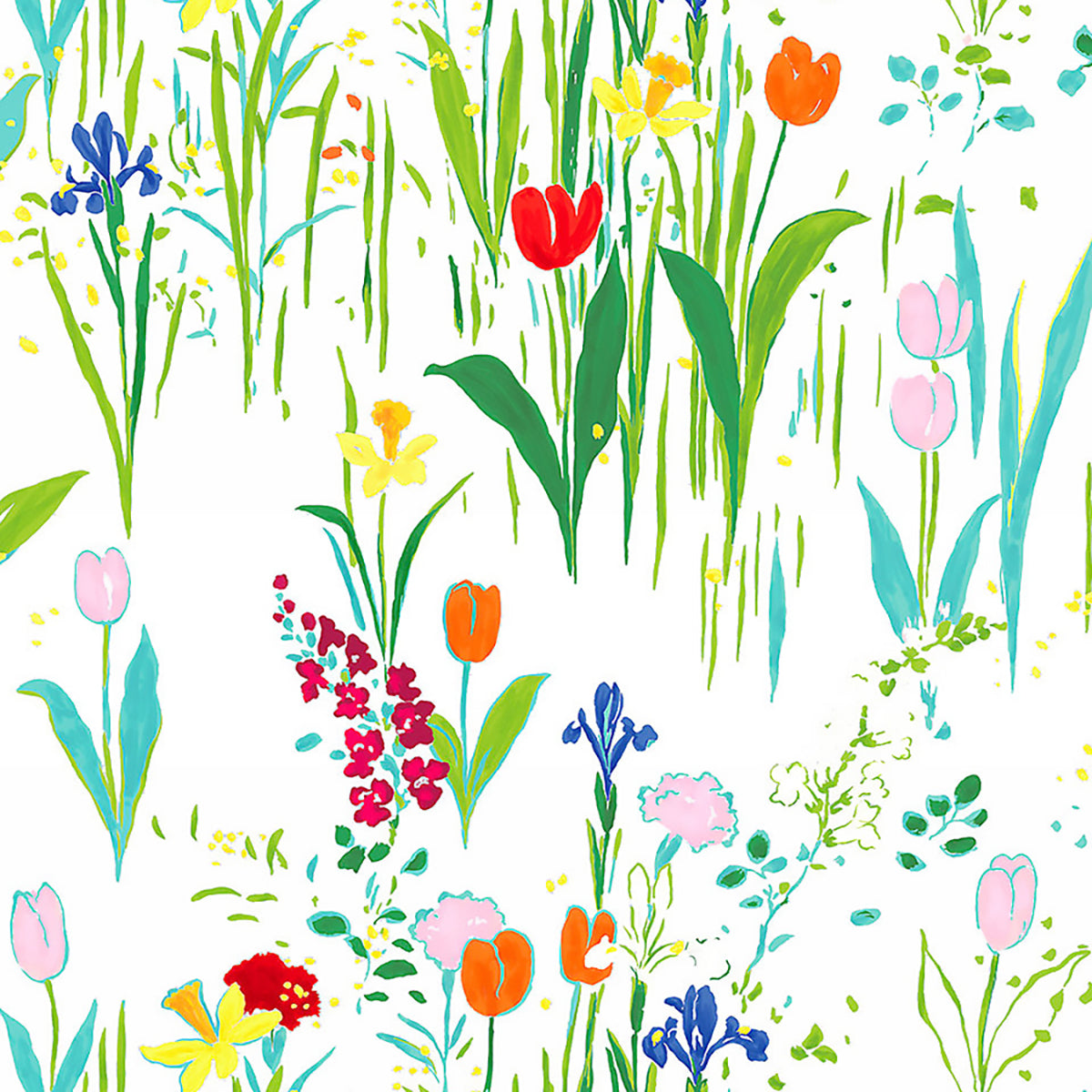 Floral Blooms- White Fabric