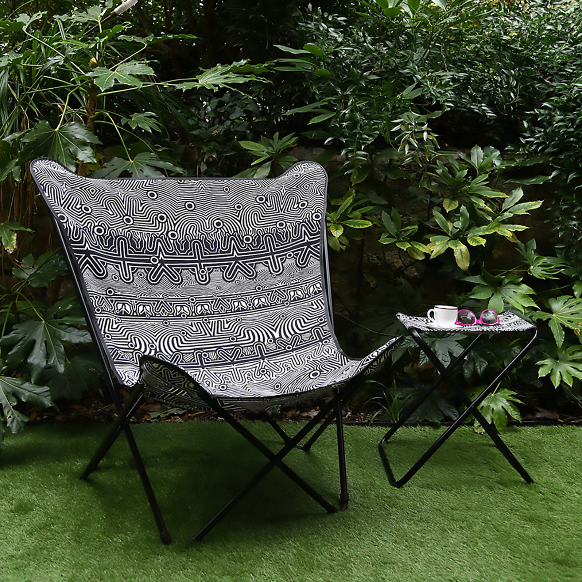 Labyrinthe- Black Outdoor Fabric