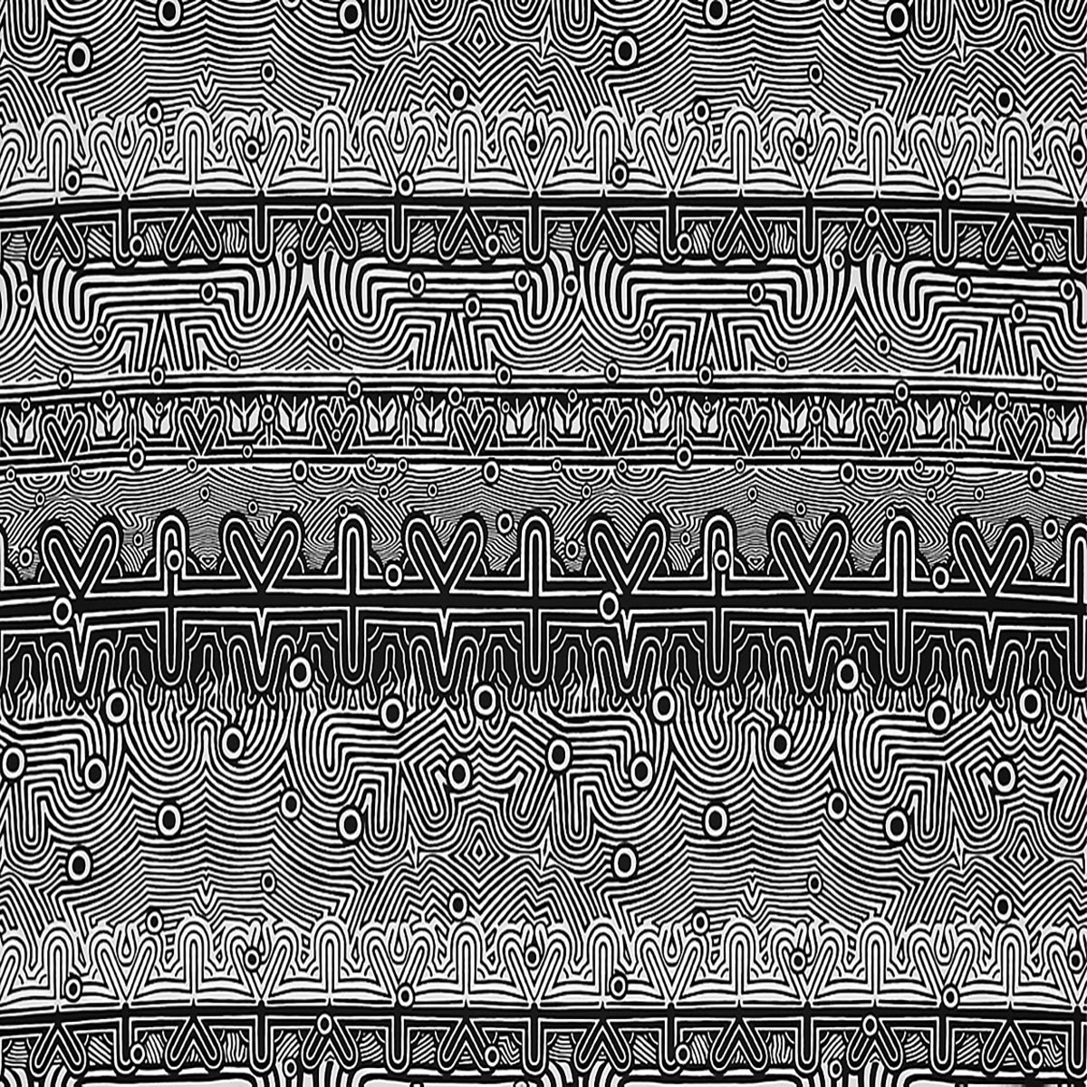 Labyrinthe- Black Outdoor Fabric