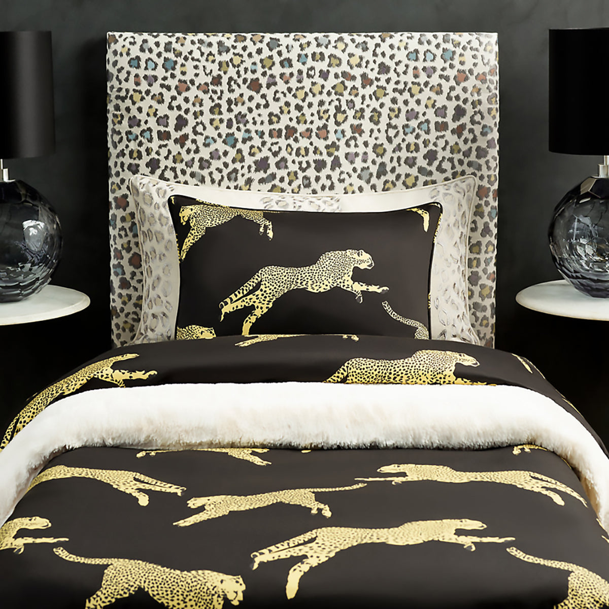 Leaping Cheetah- Black Fabric
