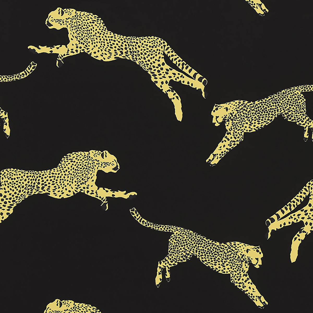 Leaping Cheetah- Black Fabric