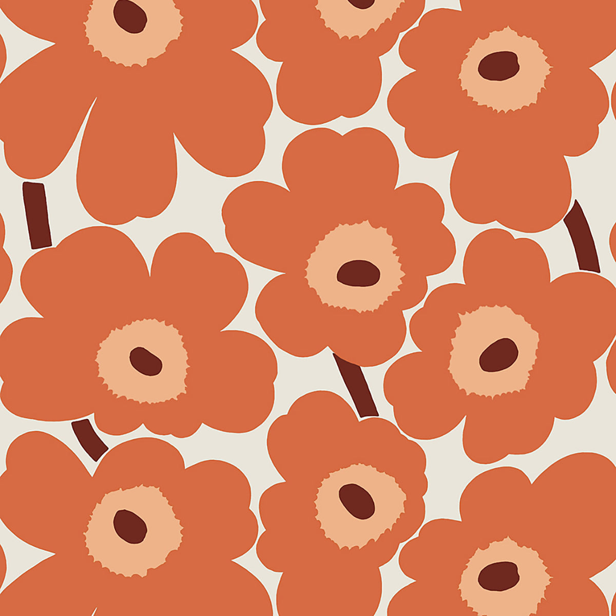 Unikko- Tangerine Wallpaper