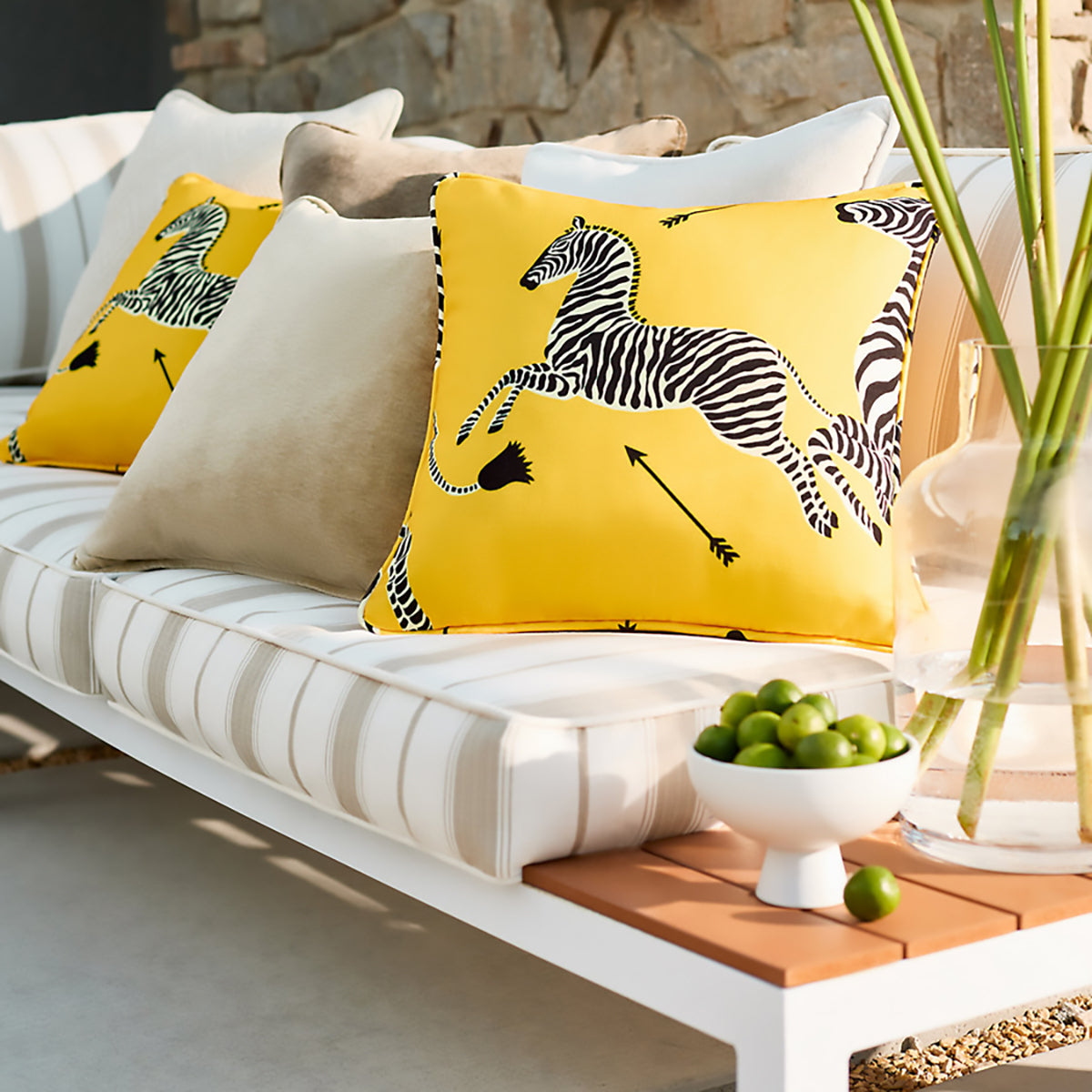 Zebra- Yellow Outdoor Fabric Sample