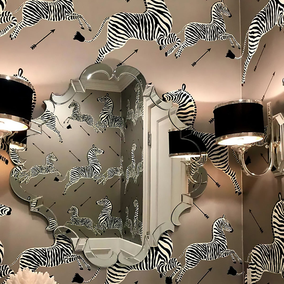 Zebras- Silver Wallpaper