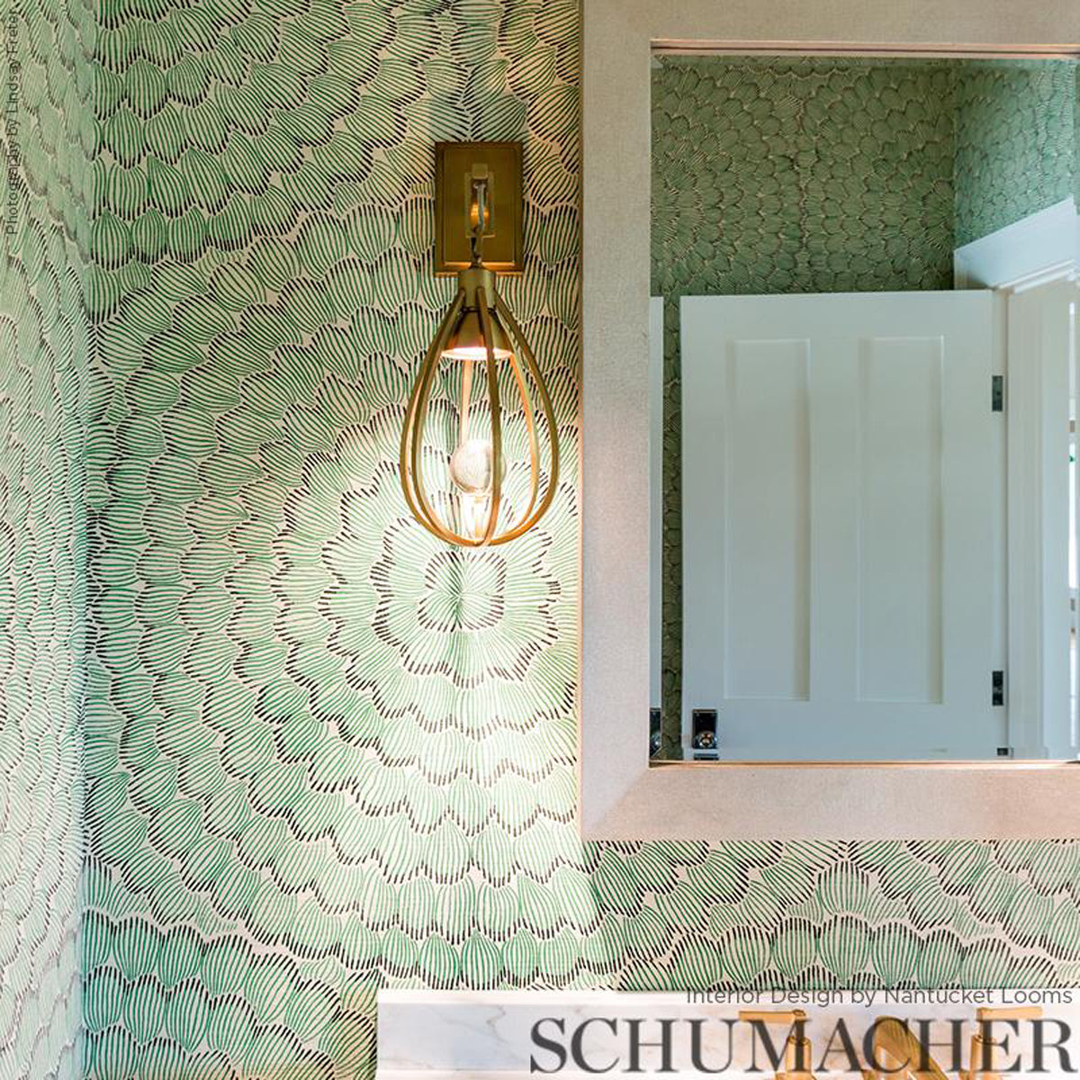 Feather Bloom Sisal- Green Wallapper
