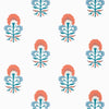 Tybee Bud Wallpaper - French Blue and Coral