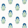 Tybee Bud Wallpaper - Green and Blue