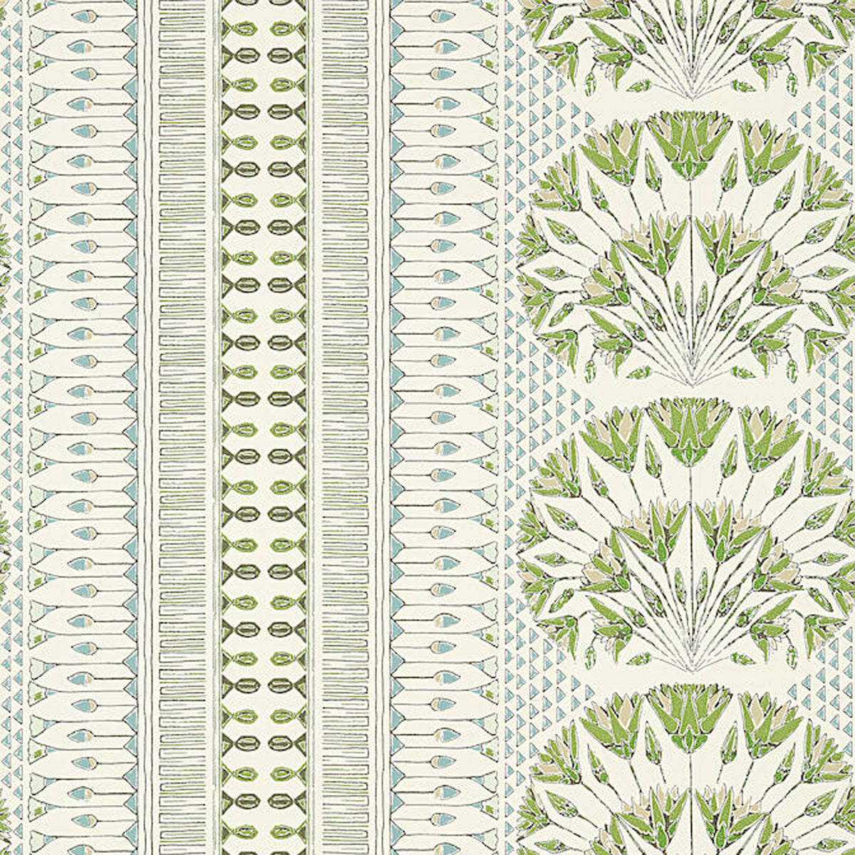 Cairo AT9623 Green and White Wallpaper Sample