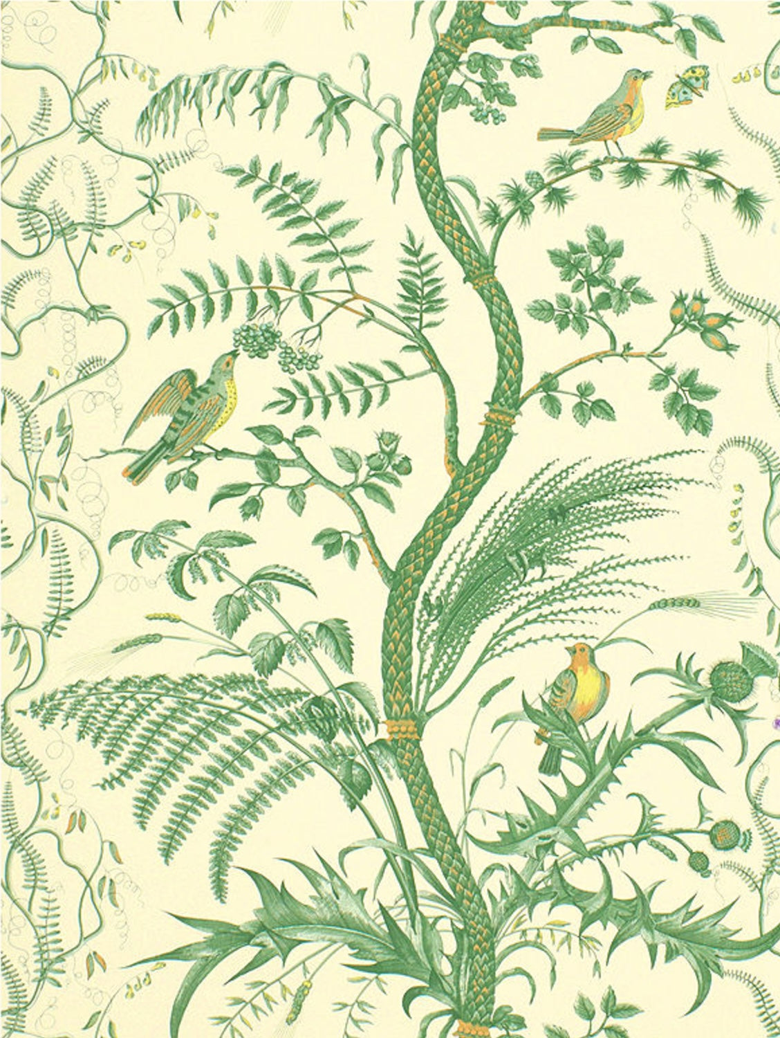 Bird and Thistle Wallpaper Sample