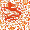 Chi'en Dragon Linen Print Fabric - Persimmon