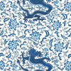 Chi'en Dragon Linen Print Fabric - Indigo