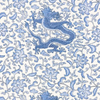 Chi'en Dragon Linen Print Fabric - Hyacinth Blue