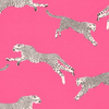 Leaping Cheetah Fabric - Bubblegum