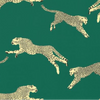 Leaping Cheetah Fabric - Evergreen