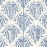 Blue palm leaf pattern on a white background