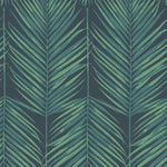 Pattern of green palm leaves on a dark blue background