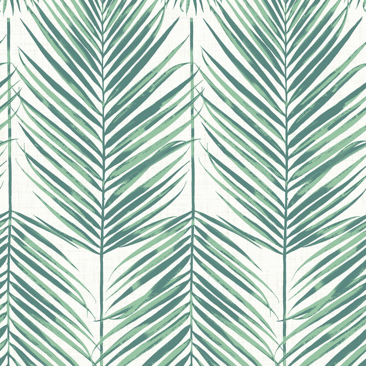 Pattern of green palm leaves on a white background