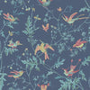 Hummingbirds Wallpaper Sample - Indigo Multi-Color
