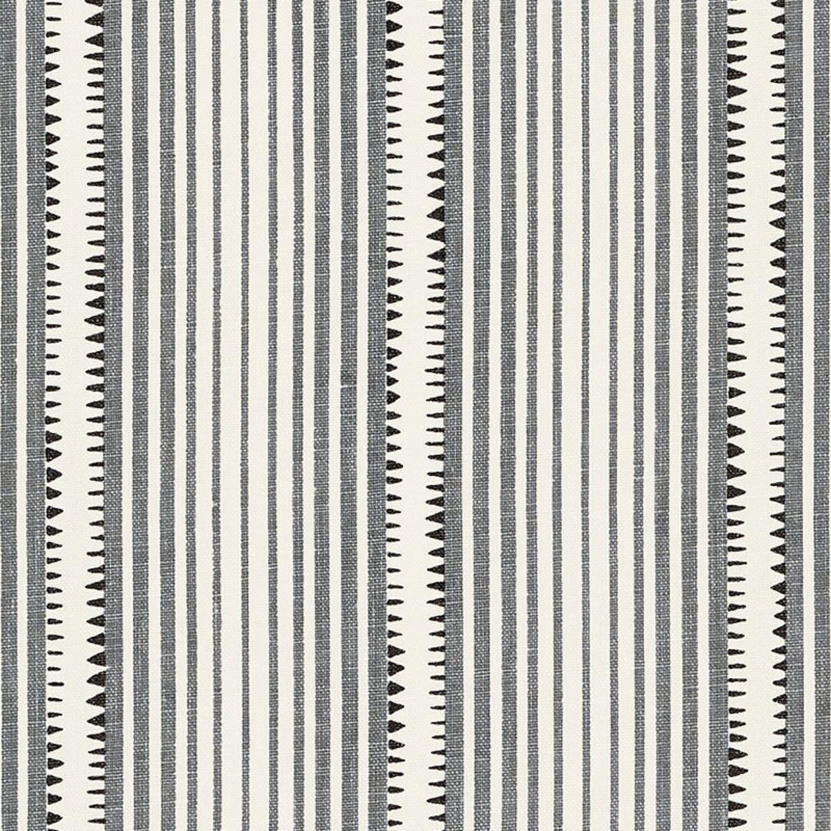 Textile pattern with alternating black and white stripes on a gray background