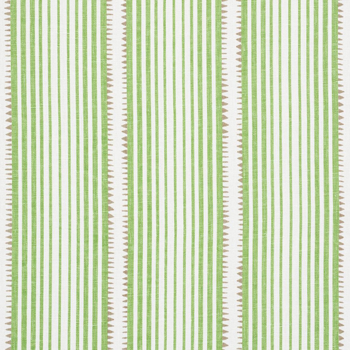 Pattern of green and white vertical stripes on a textured fabric background