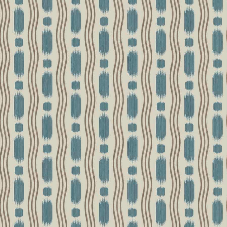 Textile pattern with blue and beige wavy lines