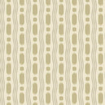 Patterned wallpaper with wavy lines and geometric shapes in green on a beige background