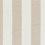 Vertical striped fabric pattern with alternating warm beige linen-textured stripes and off-white stripes.