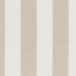 Vertical striped fabric pattern with alternating warm beige linen-textured stripes and off-white stripes.