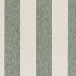 A close-up of a striped fabric with vertical bands of textured sage green and warm off-white.