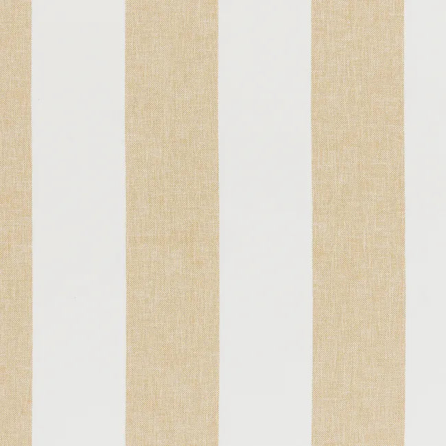 Vertical striped fabric pattern featuring alternating wide off-white and warm beige linen-textured stripes.