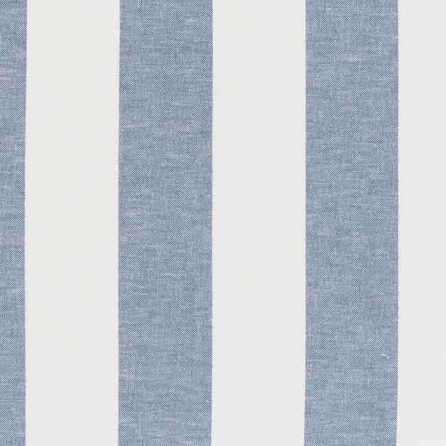 Blue and white vertically striped fabric texture closeup.