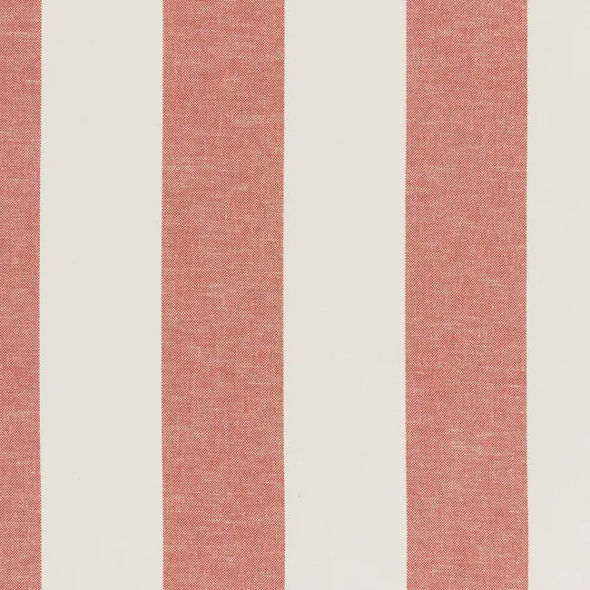 Vertical striped fabric pattern with alternating warm coral-pink and off-white stripes.
