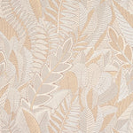 Patterned wallpaper with leaf design in beige and brown tones