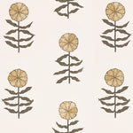 Pattern of stylized flowers with brown stems and leaves on a beige background