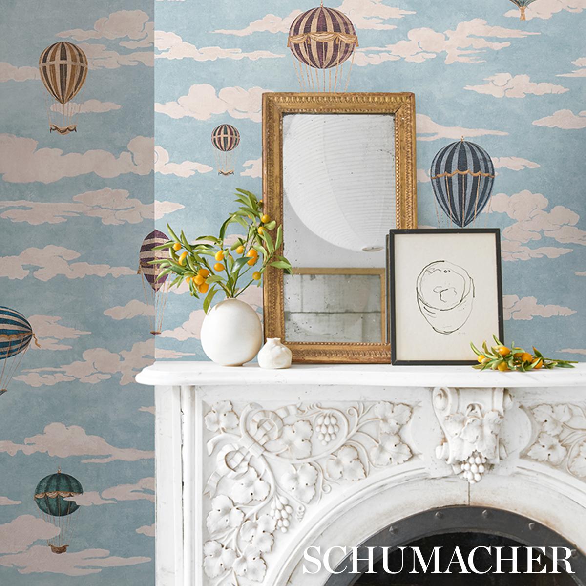 Installation shot of Hot air balloon wallpaper on a sky background. 