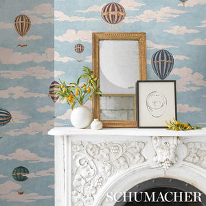 Installation shot of Hot air balloon wallpaper on a sky background. 
