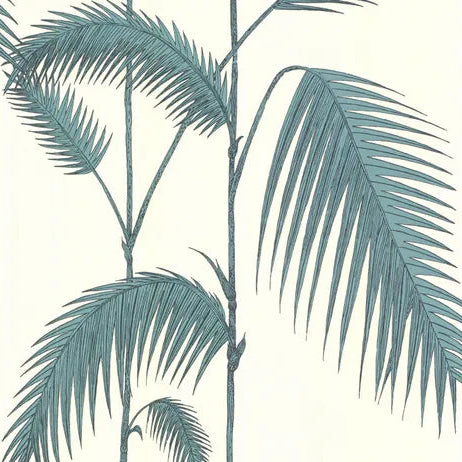 Blue palm leaf pattern on a light background