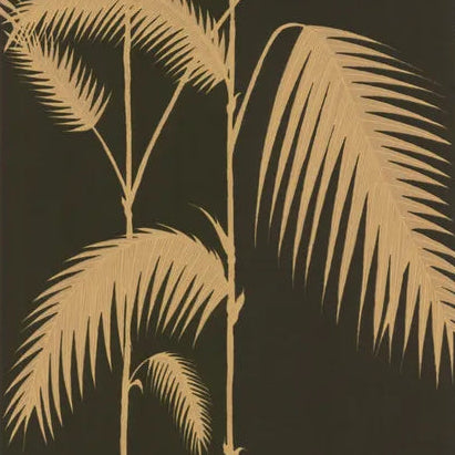 gold palm leaf pattern on a black background