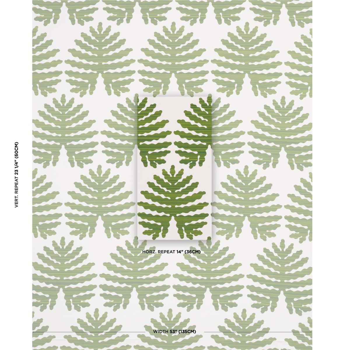 Tropical green leaves on a white performance fabric - close up to show scale and repeat