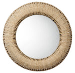 Woven rope round mirror on white background 