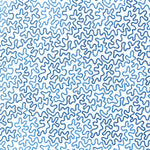 Blue wavy pattern on a white fabric